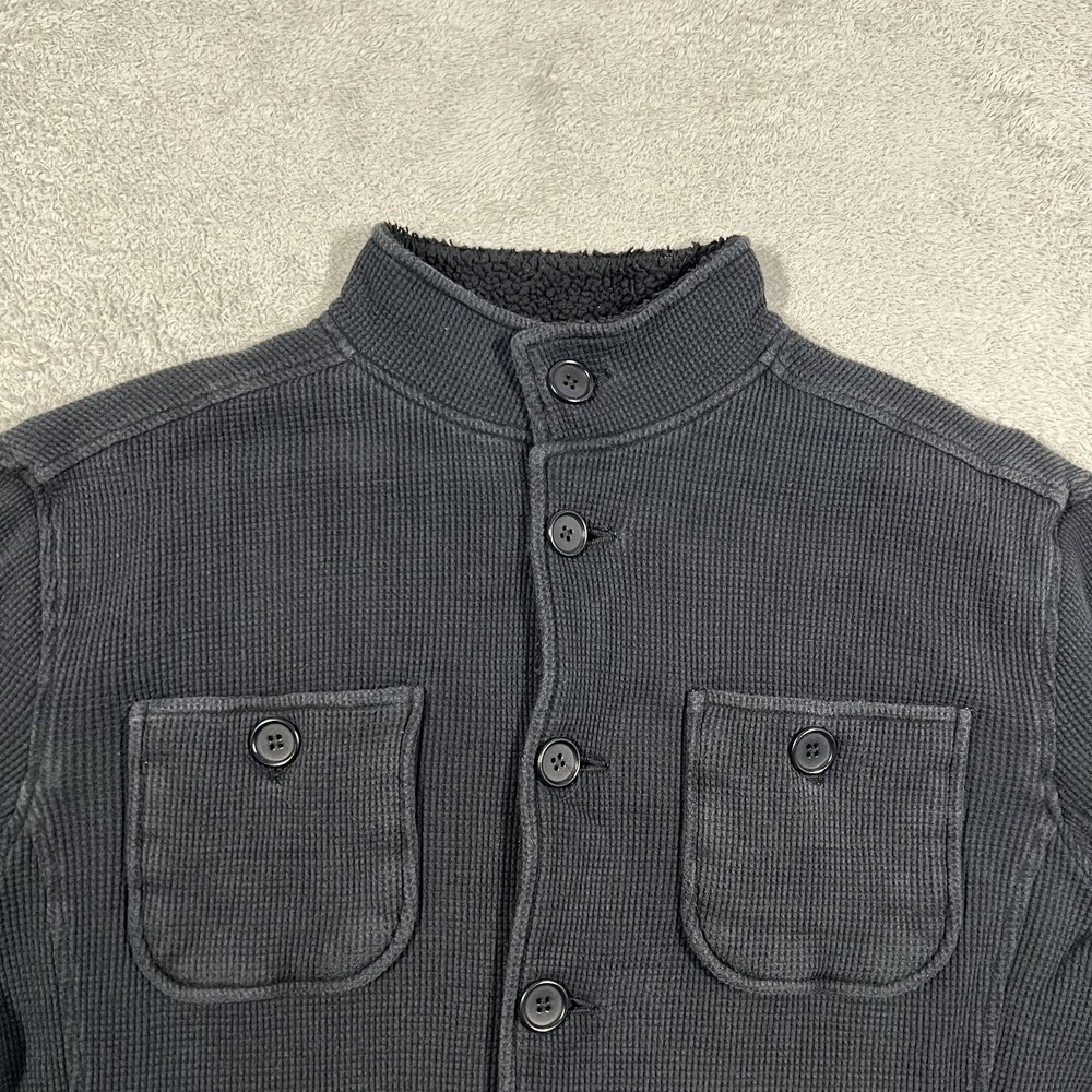 John Varvatos Waffle Knit Chore Jacket Mens Large Fleece Linner Elbow Patches - Picture 3 of 14